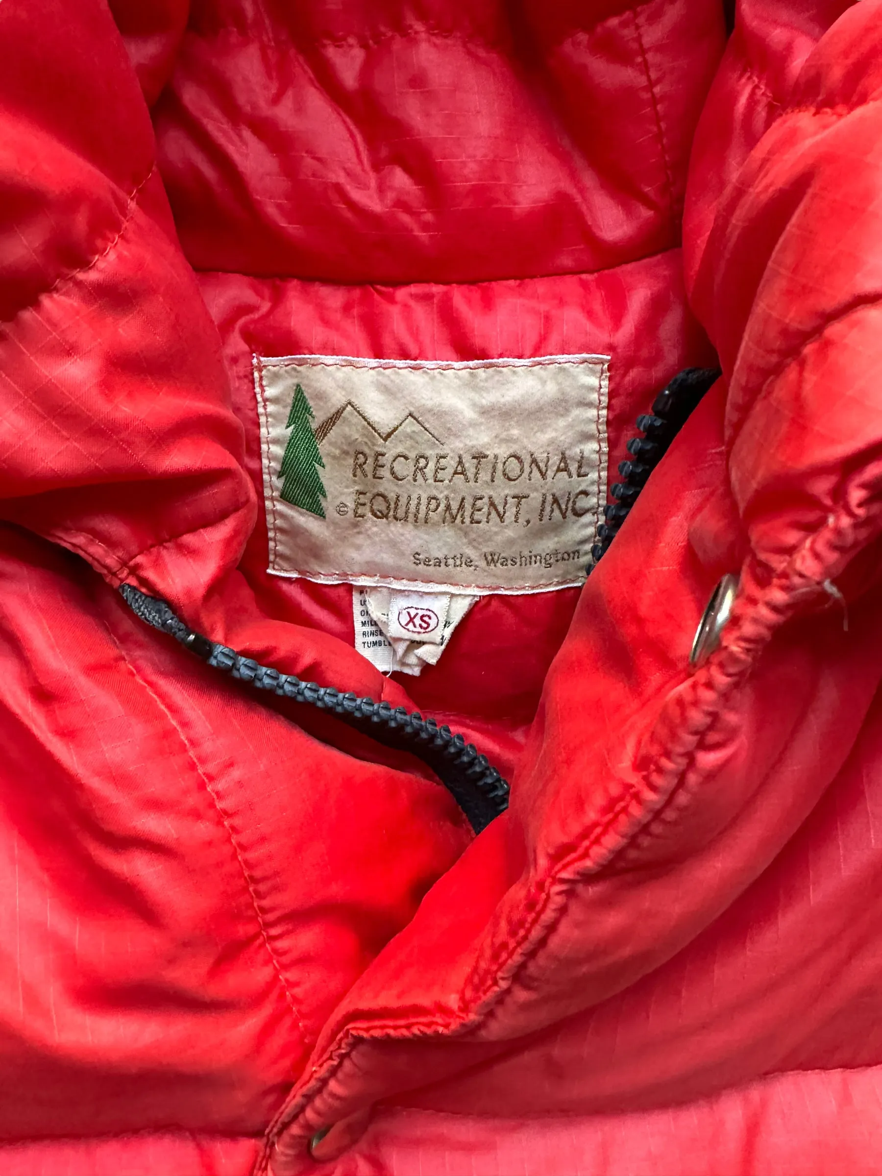 Vintage Red REI Goose Down Puffer Jacket SZ XS | Vintage Puffer Jacket Seattle | Barn Owl Vintage Seattle