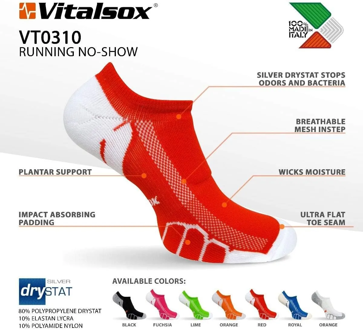 Vitalsox Running No Show Compression Socks