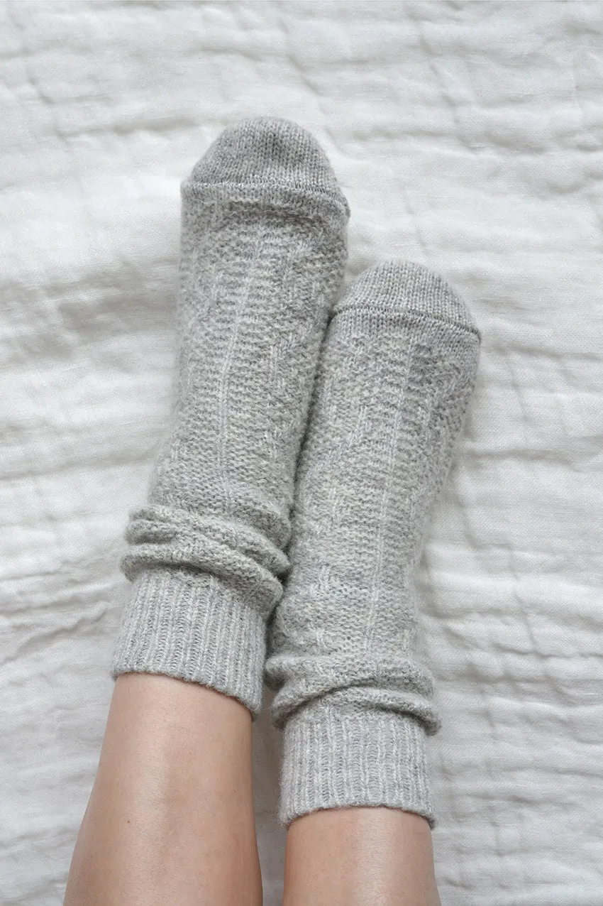 Wallis Cable Knit Wool Socks Grey