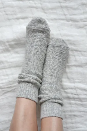 Wallis Cable Knit Wool Socks Grey