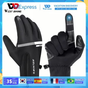 WEST BIKING Cycling Gloves Winter Fleece Thermal MTB Bike Gloves Touch Screen Outdoor