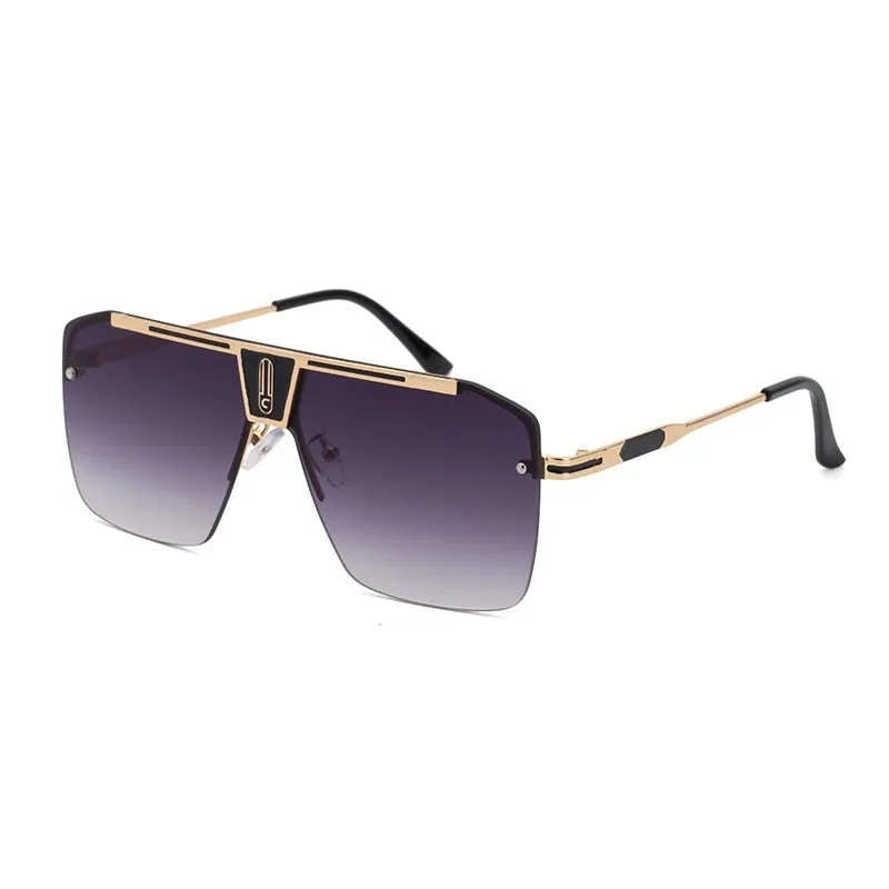 West Louis™ Square Rimless Brand Design Big Frame Flat Top Sunglasses