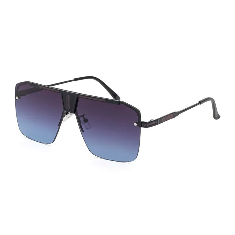 West Louis™ Square Rimless Brand Design Big Frame Flat Top Sunglasses