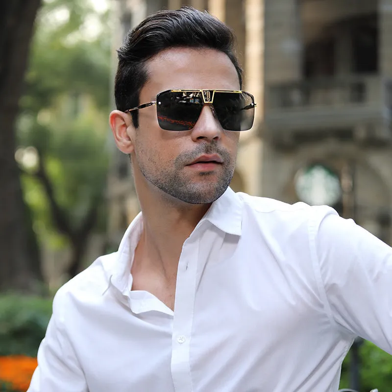 West Louis™ Square Rimless Brand Design Big Frame Flat Top Sunglasses