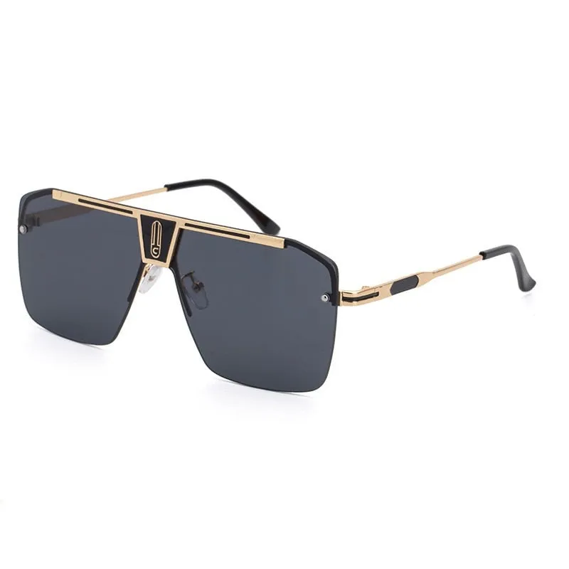 West Louis™ Square Rimless Brand Design Big Frame Flat Top Sunglasses