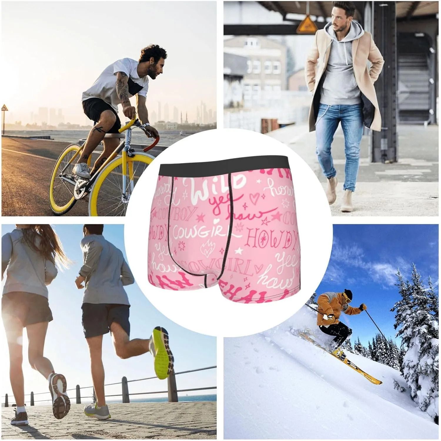 Western Cowgirl Print Boxer Briefs For Men Breathable Underwear-