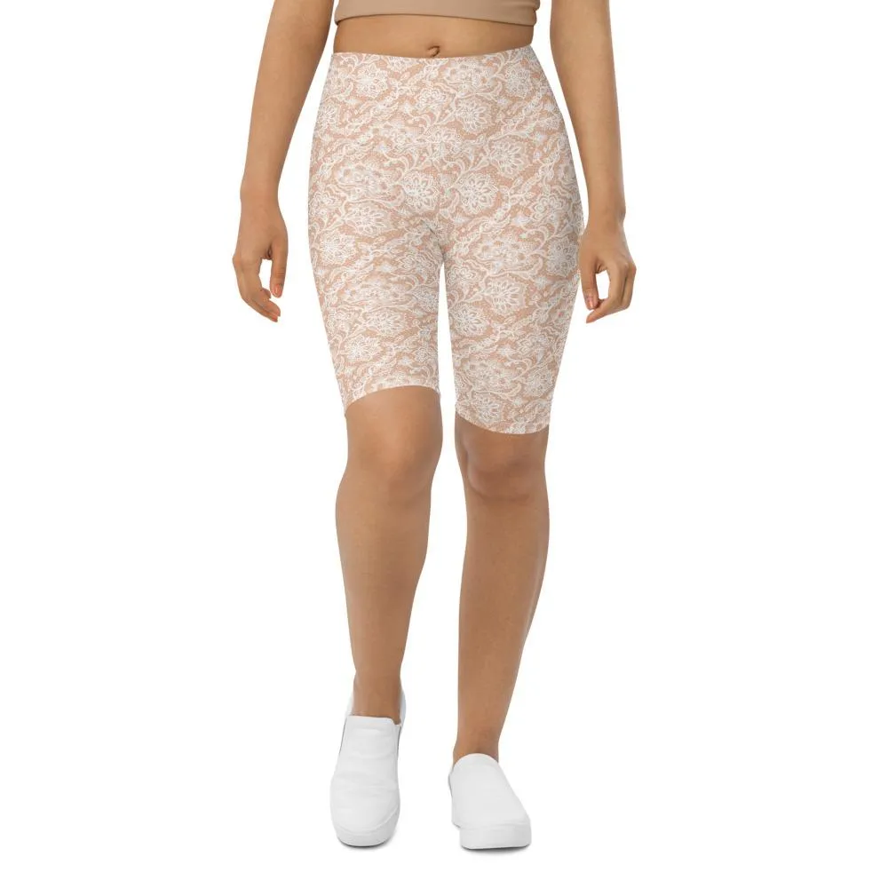 White Faux Lace Bike Shorts