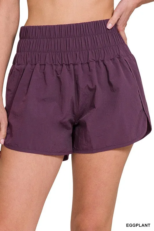 WINDBREAKER SMOCKED WAISTBAND RUNNING SHORTS~ Multiple Colors