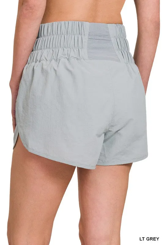 WINDBREAKER SMOCKED WAISTBAND RUNNING SHORTS~ Multiple Colors