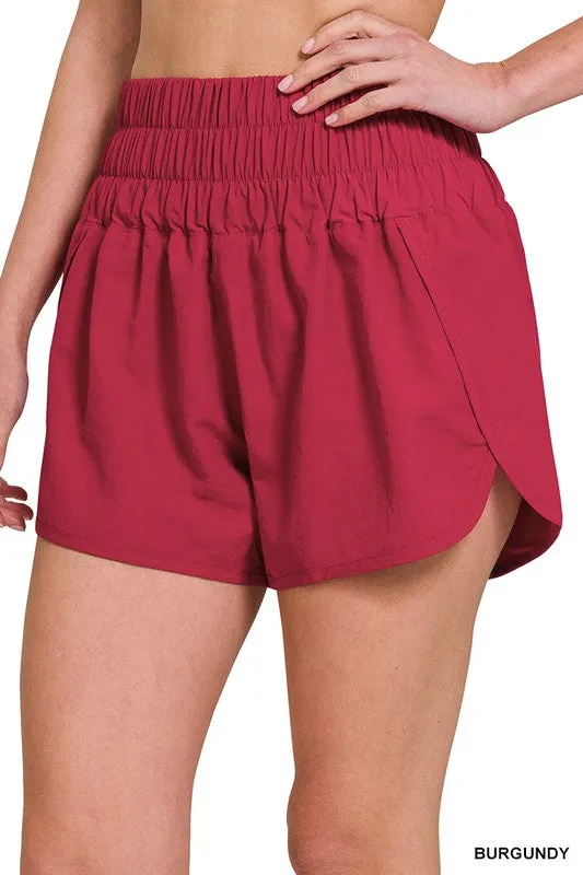 WINDBREAKER SMOCKED WAISTBAND RUNNING SHORTS~ Multiple Colors