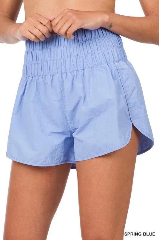 WINDBREAKER SMOCKED WAISTBAND RUNNING SHORTS~ Multiple Colors