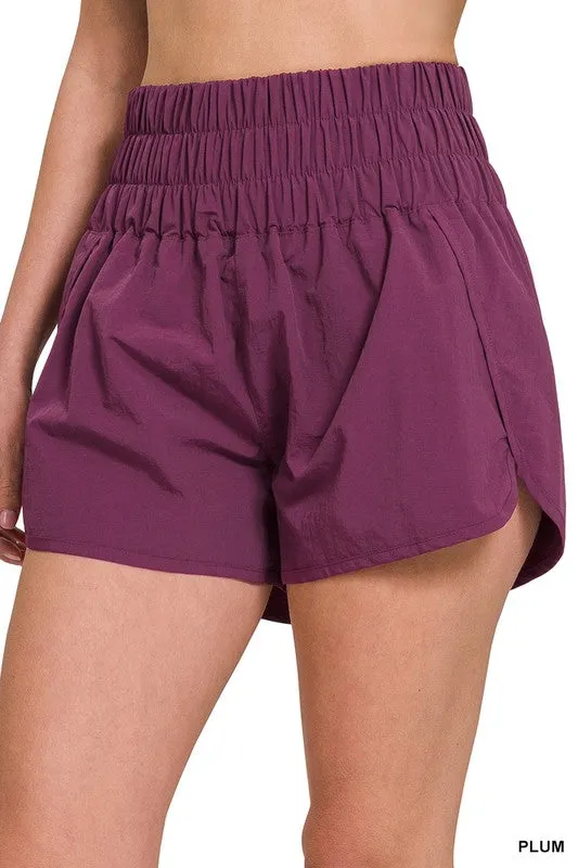 WINDBREAKER SMOCKED WAISTBAND RUNNING SHORTS~ Multiple Colors