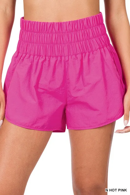 WINDBREAKER SMOCKED WAISTBAND RUNNING SHORTS~ Multiple Colors