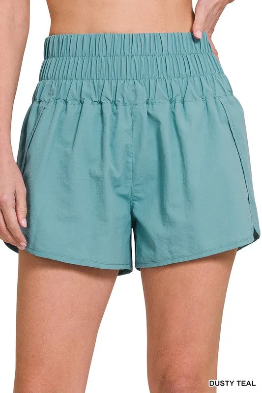 WINDBREAKER SMOCKED WAISTBAND RUNNING SHORTS~ Multiple Colors