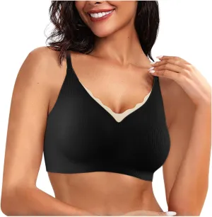 Wireless Bras for Women Breathable Soft Ribbed Comfort Seamless Bras Breathable No Underwire Everyday Bras