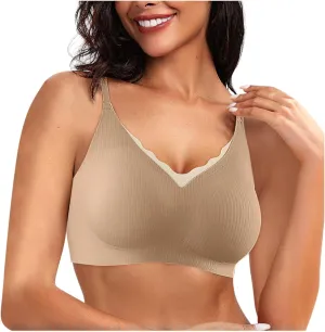 Wireless Bras for Women Breathable Soft Ribbed Comfort Seamless Bras Breathable No Underwire Everyday Bras