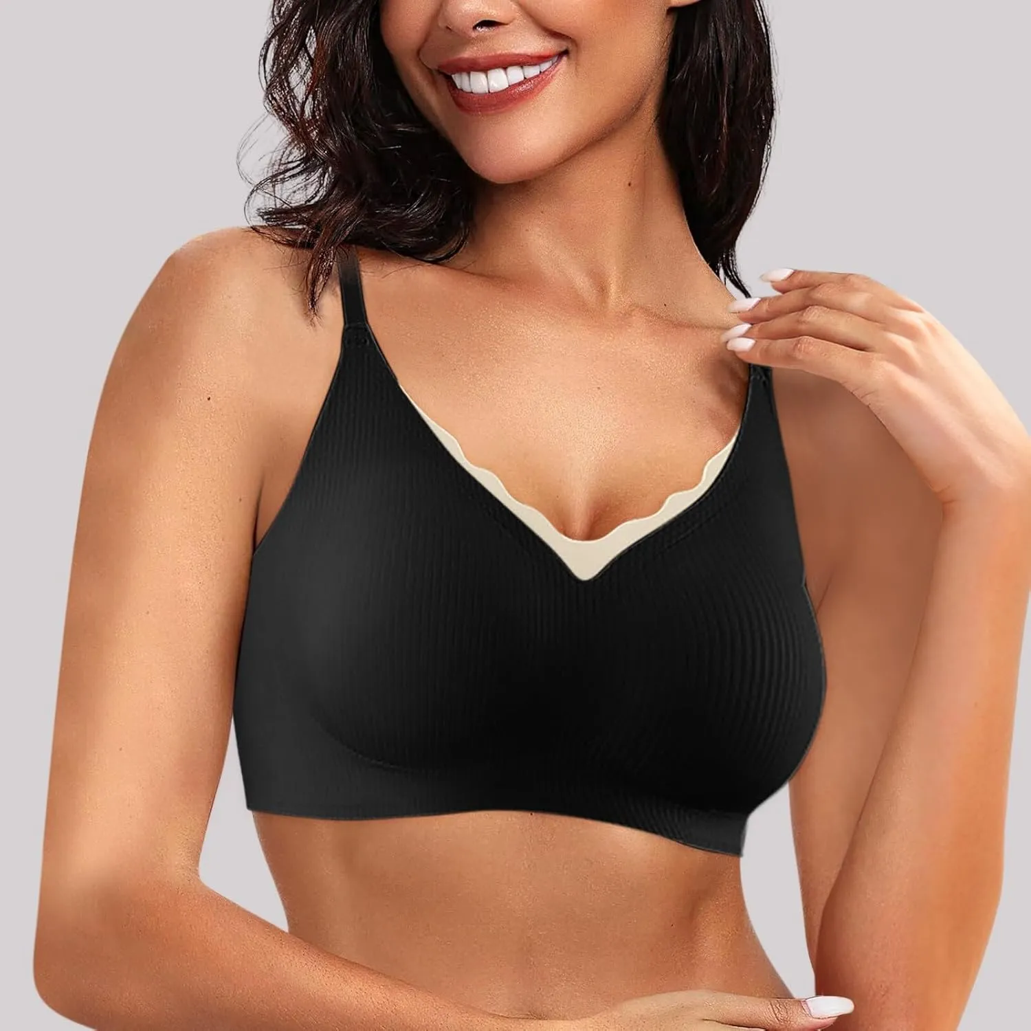 Wireless Bras for Women Breathable Soft Ribbed Comfort Seamless Bras Breathable No Underwire Everyday Bras