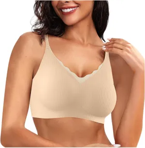 Wireless Bras for Women Breathable Soft Ribbed Comfort Seamless Bras Breathable No Underwire Everyday Bras