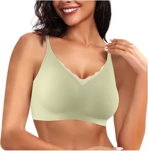 Wireless Bras for Women Breathable Soft Ribbed Comfort Seamless Bras Breathable No Underwire Everyday Bras