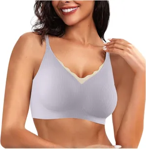 Wireless Bras for Women Breathable Soft Ribbed Comfort Seamless Bras Breathable No Underwire Everyday Bras