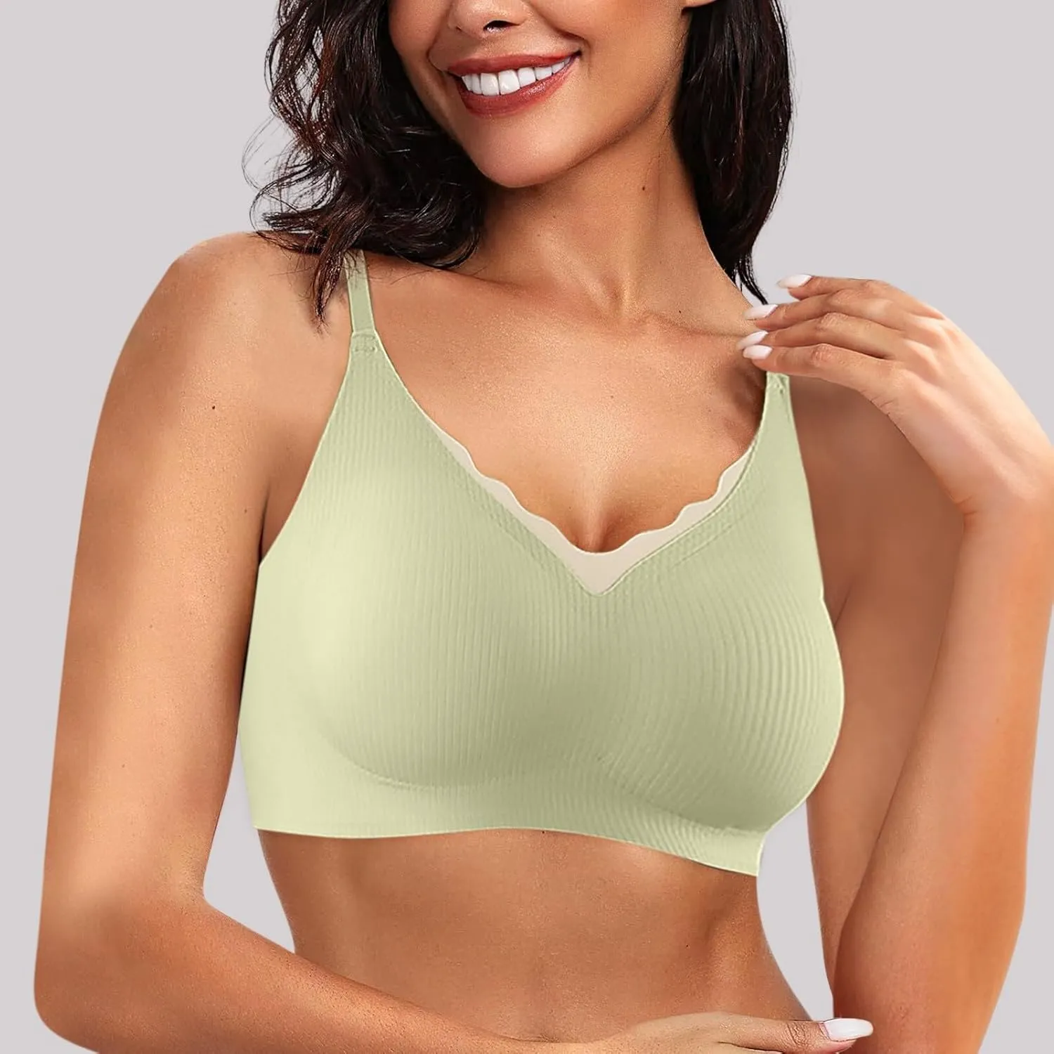Wireless Bras for Women Breathable Soft Ribbed Comfort Seamless Bras Breathable No Underwire Everyday Bras