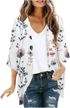 Women Cardigans Lightweight 3/4 Length Sleeve Sweaters Lounge Fashion Lightweight Summer Plus Size Outerwear Clothes