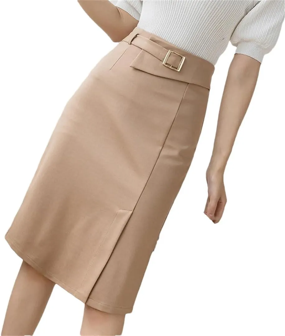 Women Elegant High Waist Split Stretchy Bodycon Pencil Skirts