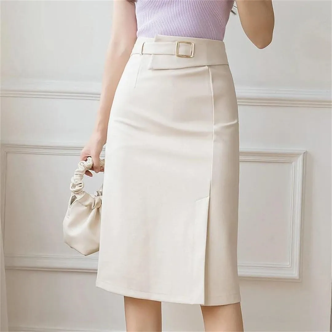 Women Elegant High Waist Split Stretchy Bodycon Pencil Skirts