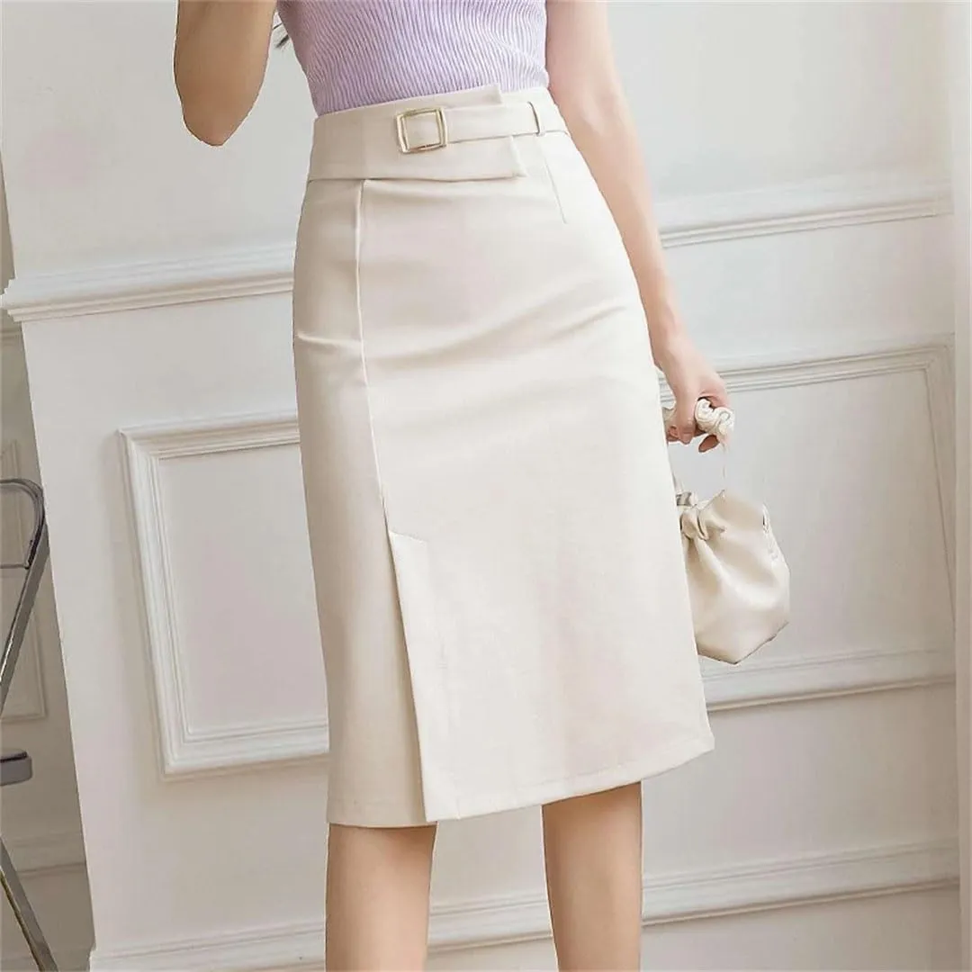 Women Elegant High Waist Split Stretchy Bodycon Pencil Skirts