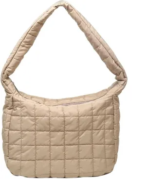 Women Puffer Tote Bags Lightweight Quilted Padding Shoulder Bag Lightweight Nylon Cotton Padded Large Tote Bags