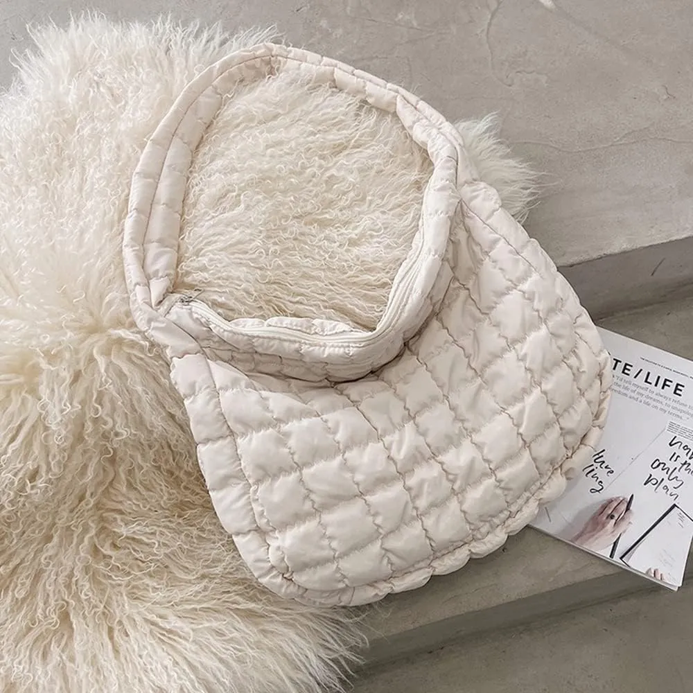 Women Puffer Tote Bags Lightweight Quilted Padding Shoulder Bag Lightweight Nylon Cotton Padded Large Tote Bags