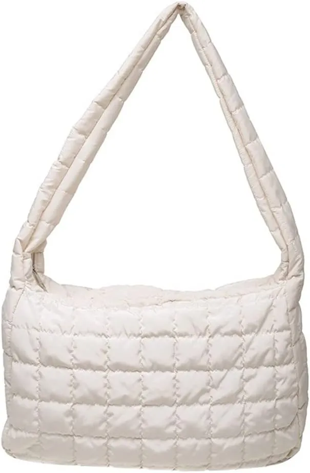 Women Puffer Tote Bags Lightweight Quilted Padding Shoulder Bag Lightweight Nylon Cotton Padded Large Tote Bags