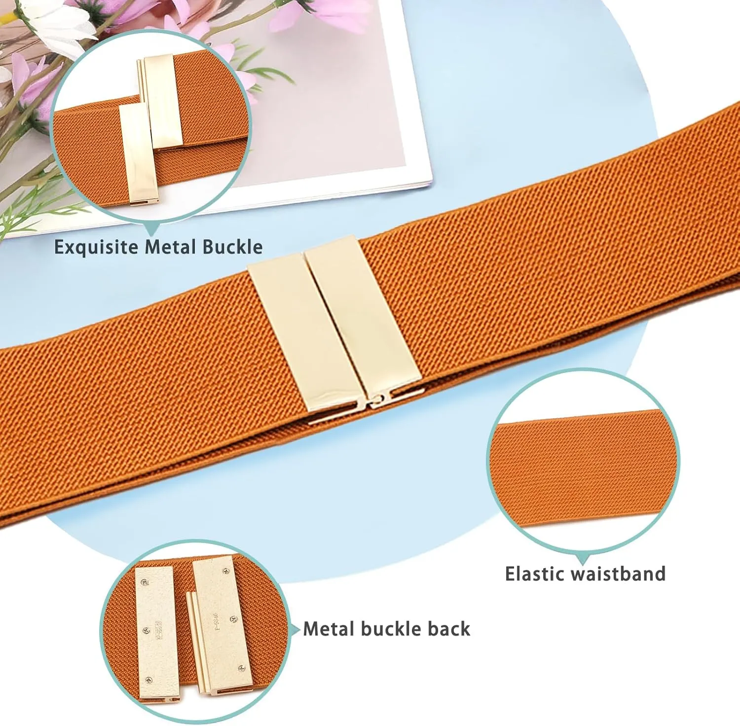 Women Wide Stretchy Belts Elastic Waist Belts for Dresses