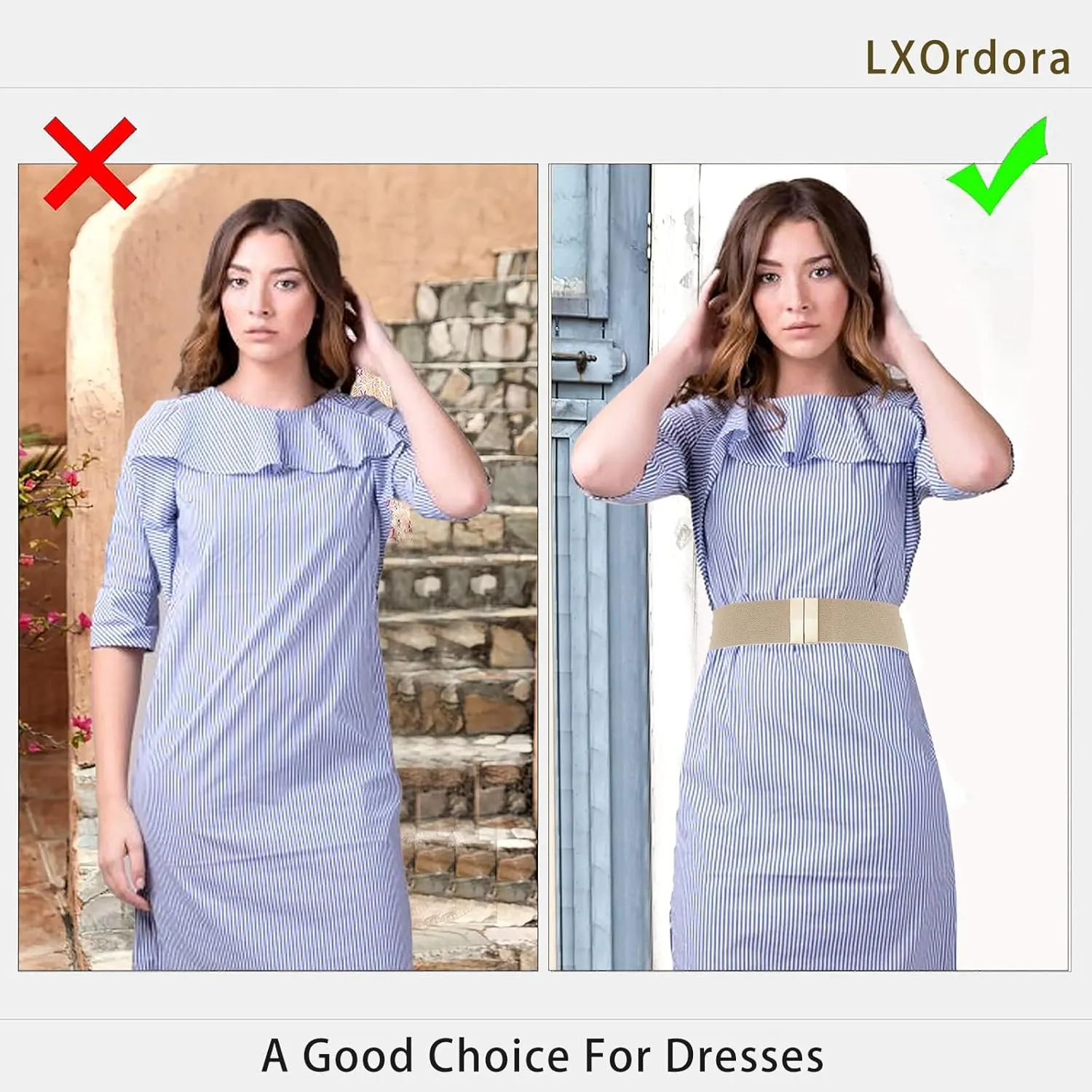 Women Wide Stretchy Belts Elastic Waist Belts for Dresses