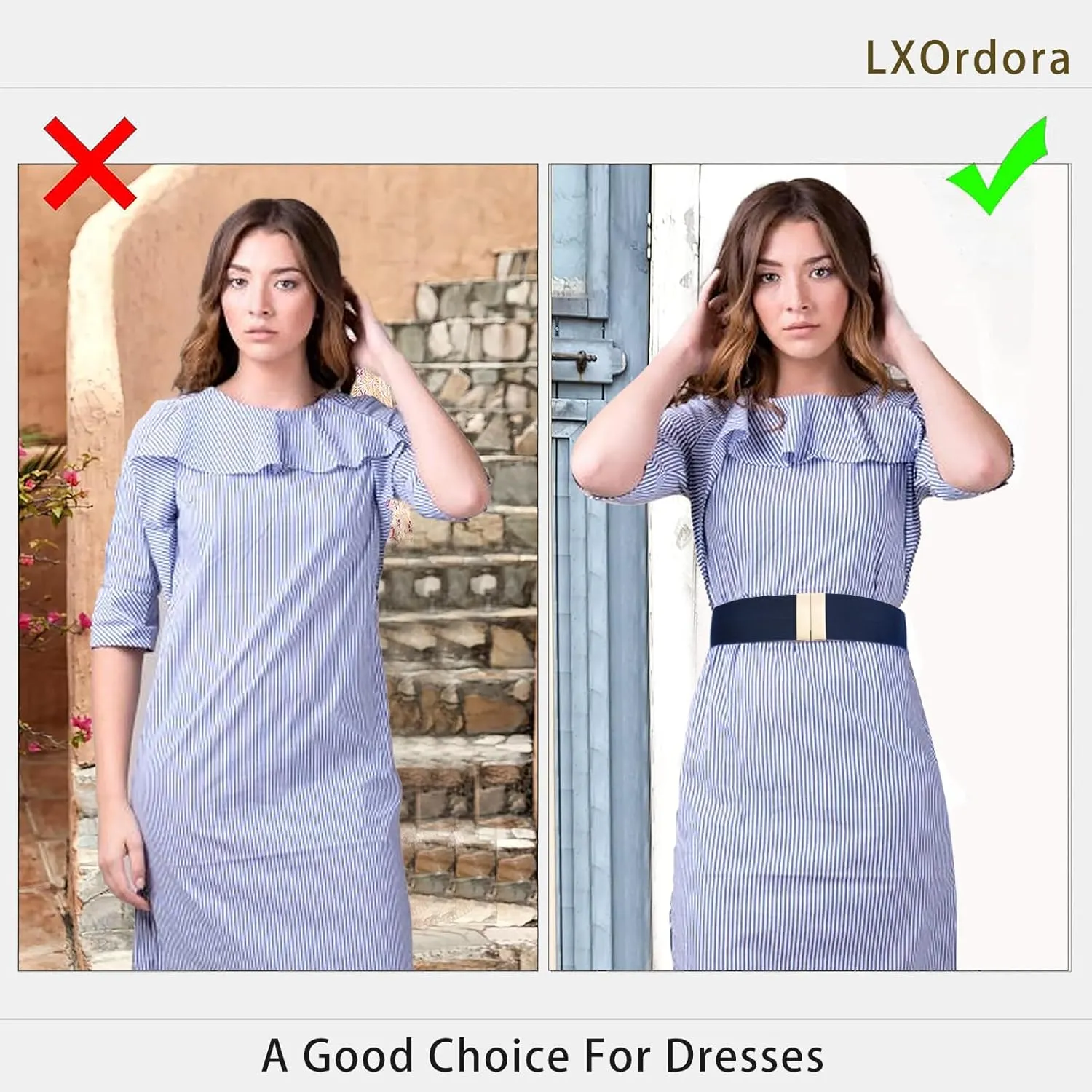 Women Wide Stretchy Belts Elastic Waist Belts for Dresses