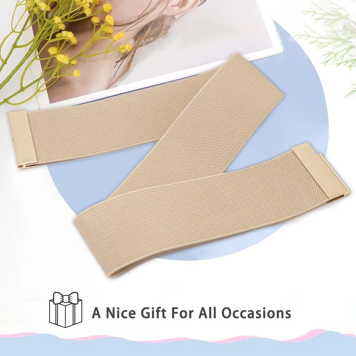 Women Wide Stretchy Belts Elastic Waist Belts for Dresses