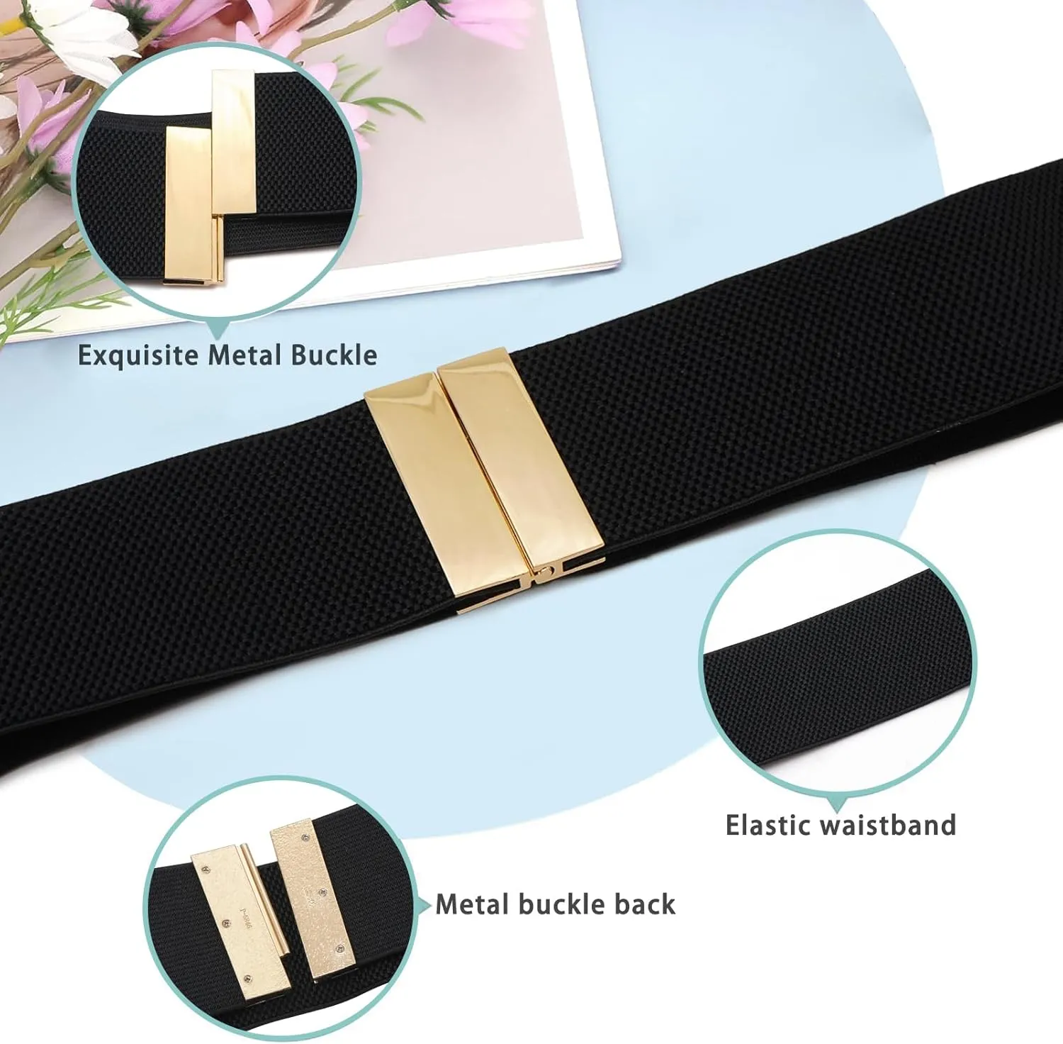 Women Wide Stretchy Belts Elastic Waist Belts for Dresses