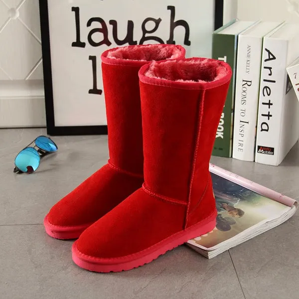 Women Winter Snow Boots Genuine Cow Leather Knee-high Boot