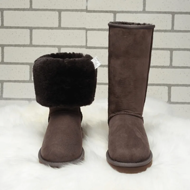 Women Winter Snow Boots Genuine Cow Leather Knee-high Boot