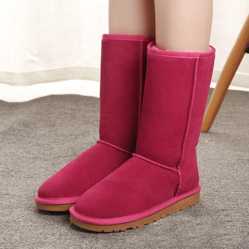Women Winter Snow Boots Genuine Cow Leather Knee-high Boot