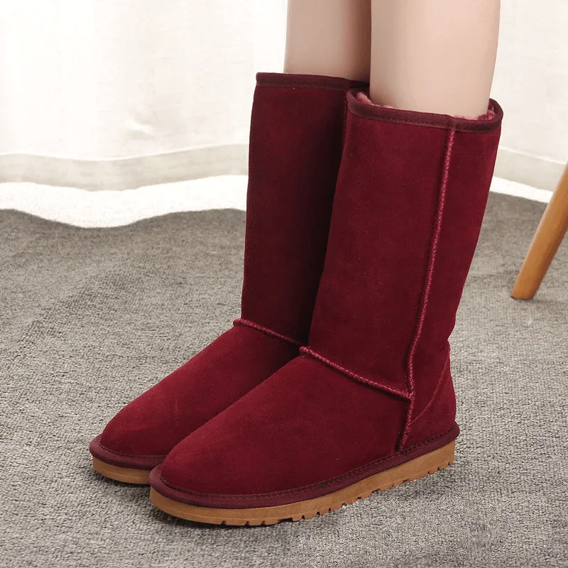 Women Winter Snow Boots Genuine Cow Leather Knee-high Boot