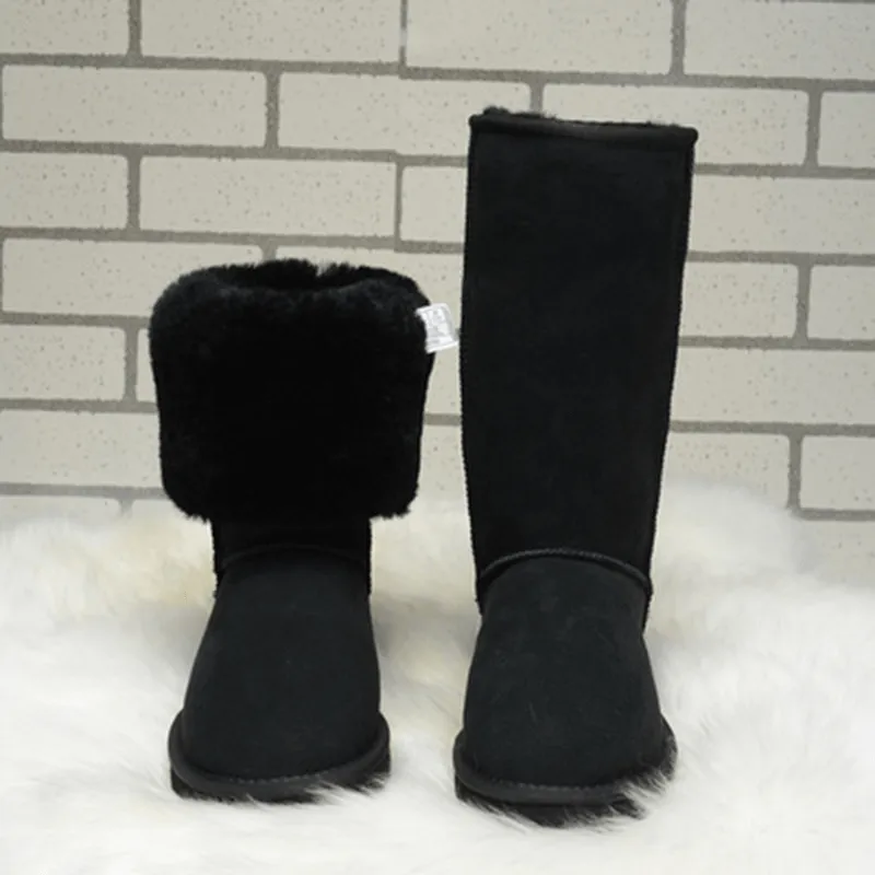 Women Winter Snow Boots Genuine Cow Leather Knee-high Boot