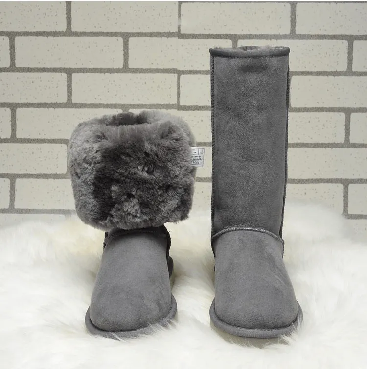 Women Winter Snow Boots Genuine Cow Leather Knee-high Boot