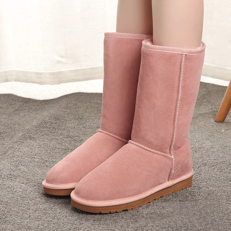 Women Winter Snow Boots Genuine Cow Leather Knee-high Boot