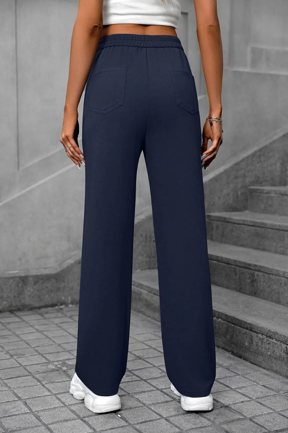 Women's Casual High Waist Stretch Pants, Multiple Pockets Straight Leg Pants, Fashion Comfort Work Flexible Trousers