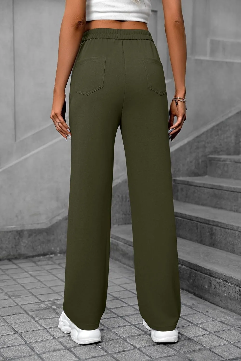 Women's Casual High Waist Stretch Pants, Multiple Pockets Straight Leg Pants, Fashion Comfort Work Flexible Trousers
