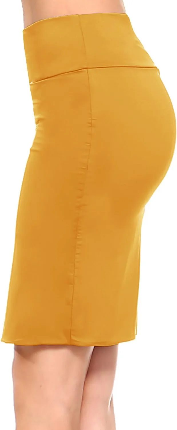 Women's Casual Stretchy Bodycon Pencil Mid-Mini Skirt