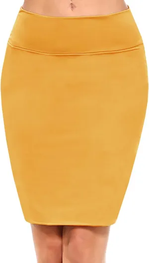 Women's Casual Stretchy Bodycon Pencil Mid-Mini Skirt