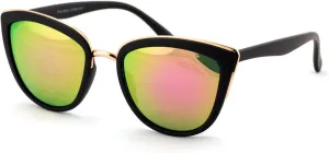 Womens Cat Eye Mirrored Reflective Lenses Oversized Cateyes Sunglasses