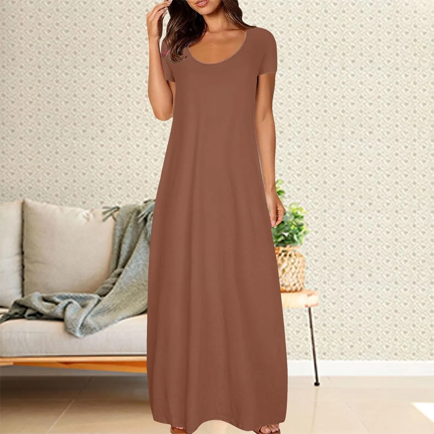 Women's Classic A-Line Dress with Pockets Comfort Fit Jersey Short Sleeve Casual Dresses
